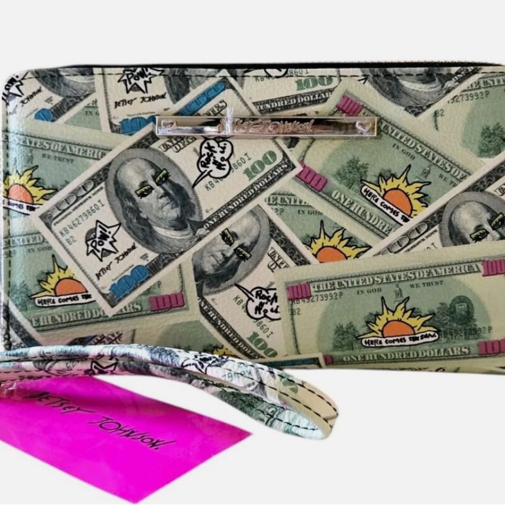 Colorful Money Print Women's Clutch